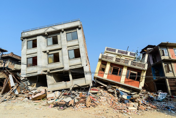 Pictures of collapsed buildings in Nepal
